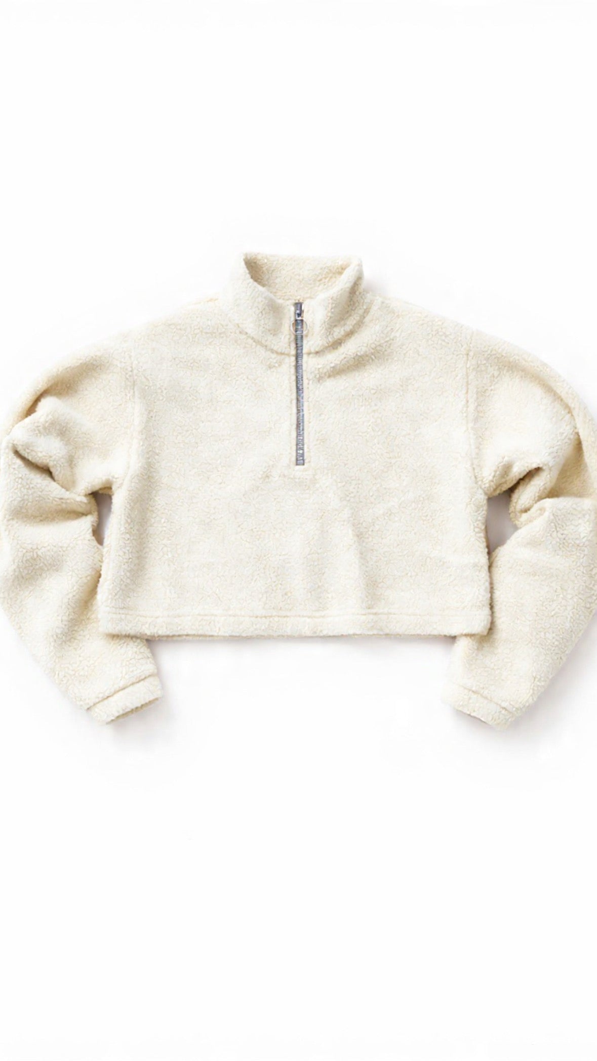 Polar Crop Quarter Zip - White